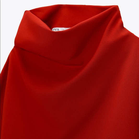 Zara intense red cowl neck top - Picture 2 of 4